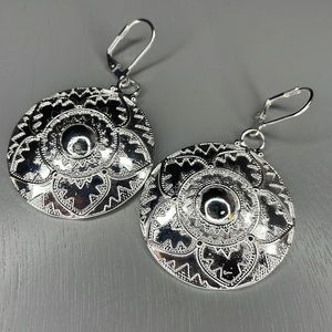 New - never worn - silver plated medallion earrings
